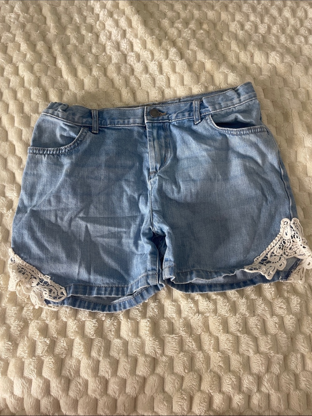 Place Light Blue Denim Shorts with White Crochet Accent